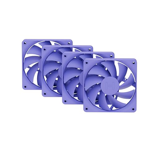 Image of Hyte Flow FA12 120mm PC Case Fans 4-Pack, High Performance, Low Noise, 1500 RPM, 4-Pin PWM, Fluid Dynamic Bearing - Taro Milk (Purple)