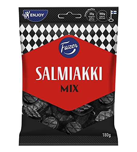 Fazer Salmiakki Mix 180g Liquirizia Finlandese Candy Bag 10 x