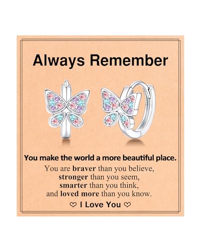 Hypoallergenic Butterfly Hoop Earrings, Valentines Christmas Birthday Gifts