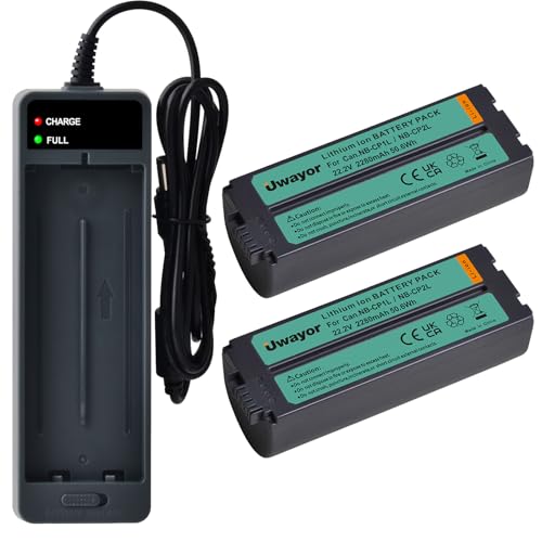 Uwayor NB-CP2L NB-CP1L Battery 2 Pack and Charger for Canon SELPHY CP1500 CP1300 CP1200 CP910 CP900 CP800 CP790 CP780 CP770 CP730 CP600 CP510 CP400 CP330 CP300 CP220 Photo Printers