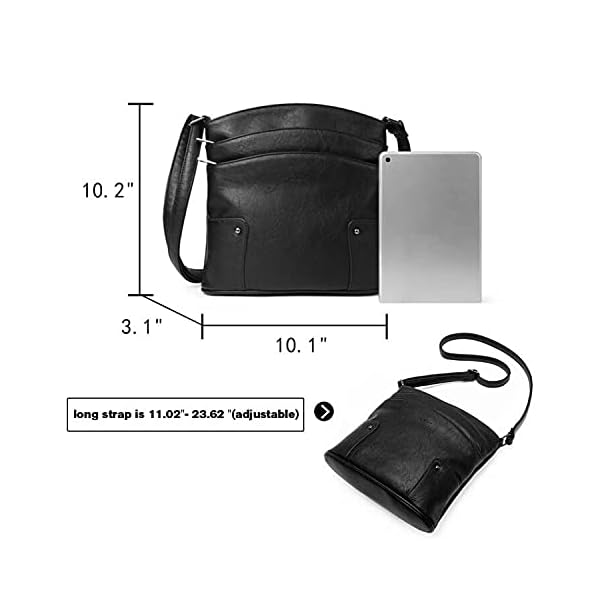 CLUCI Crossbody Bags for Women Small Leather Purse Travel Ladies Designer Triple Pockets Vintage Handbags Shoulder Bags Black - Image 4