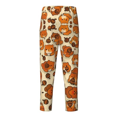 Pajama Pants Pajama Bottoms with Elastic Waistband Sleepwear Lounge PantsCute Animal Squirrel Pine Cones2