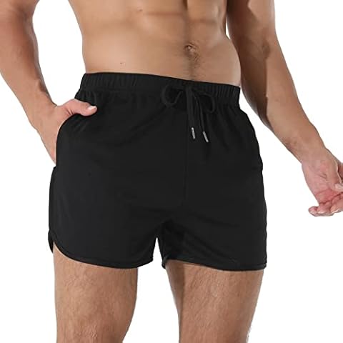 Adigaber Men’s Lightweight Running or Gym Training Shorts Breathable Outdoor Workout Training Shorts with Pockets Casual Sports Quick Dry Shorts Black Cover