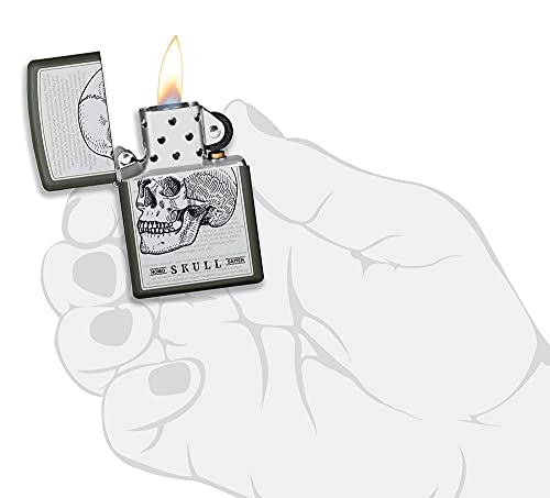 Encendedor de bolsillo Zippo con diseño calavera verde mate miniatura 5