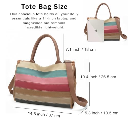 Bolsa Tote de Lona Multicolor para Mujer con Cierre y Gran Capacidad miniatura 4