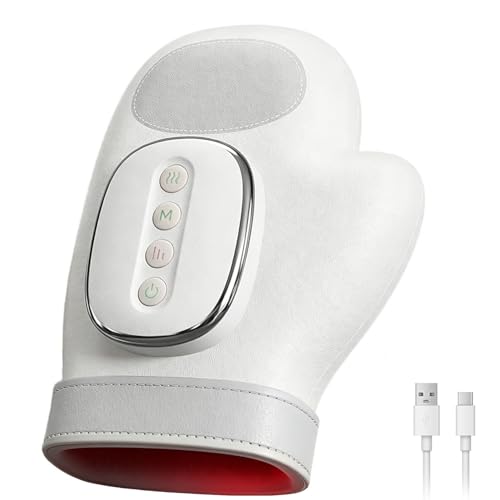 Hand Massager with Heat and Compression Electric Hand Massage for Arthriti and Carpal Tunnel Airbag Split Finger 5 Intensity Levels 3 Temp Settings Auto Timer Gift for Women Men Mom Dad (JA-1)
