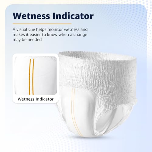 Image of Amazon Basics Overnight Adult Diapers Pants Style | Medium Size | 32 Count | (16 x Pack of 2) | Up to 16-Hour* Protection | Double-Layer Absorbent Core | Aloe Vera Inner Layer