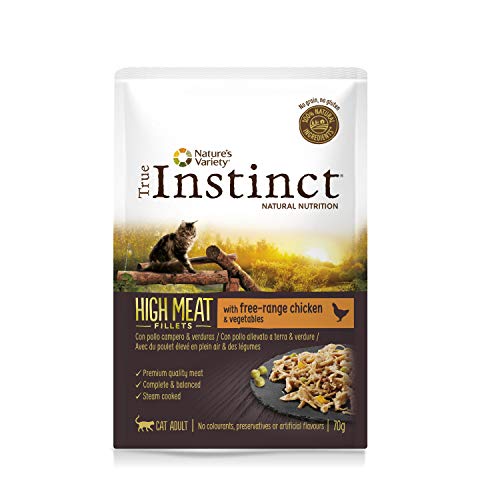 True Instinct High Meat Pack de 8 Fillets avec Poulet Élevé en Plein Air/Légumes pour Chat 70 g