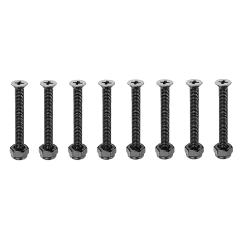 PATIKIL Hardware de Montaje para Skateboard 1' / 25mm, 8 Piezas Tornillos y Tuercas de Escritorio de Skateboard de Acero al Carbono Cabeza Plana Phillips para Cruiser, Negro