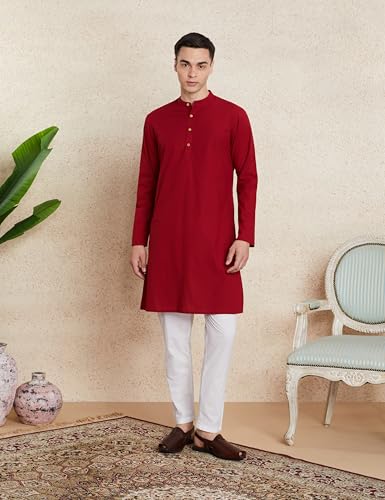 Image of Amazon Brand - Symbol Men's 100% Cotton Solid Long Length and Pant Set |Casual |Regular Fit - 2pcs (Available in Plus Sizes)