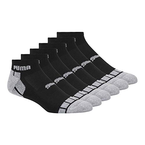 Puma mens men's puma men s 6 pack quarter crew socks, black/grey,…