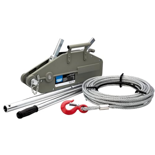 Draper Expert Wire Rope Puller, 1600kg - 20115 - Heavy Duty, One Person Operation, 20 Metres of Steel Wire Rope