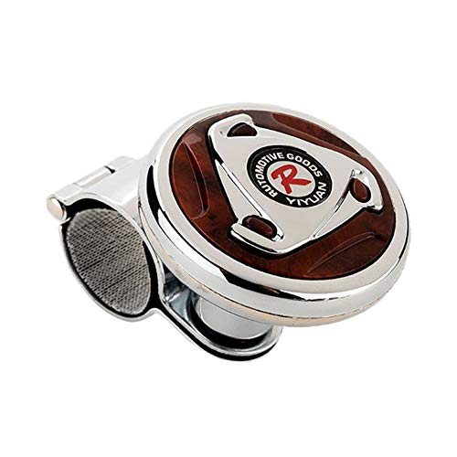 Gvbest Car Steering Wheel Spinner Knob Universal Suicide Steering Wheel Power Handle Steering Assistive Ball (Wood Grain&Silver)