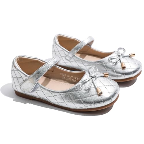 WUIWUIYU Toddler Girls Ballet Flats Shoes Ballerina Bowknot Bell Mary Jane Princess Dress Shoe for Wedding Party School Birthday4