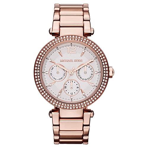 Michael Kors Montre pour Femme Parker, Mouvement Multifonction, Boîtier en Acier Inoxydable or Rose 39 mm avec Bracelet en Acier Inoxydable, MK5781