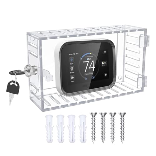 Generico Protección Termostato - Cubierta Transparente Para Termostato AC Con Cerradura De Llave, Diseño Resistente Para Montaje En Pared | Suministros Domésticos Para, Garaje, Outlet, Coche, De Pr