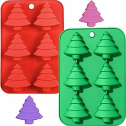 Dwwffer 2 Pack Christmas Tree Silicone Mold for Chocolate,Jello,Candy