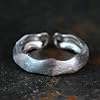 NicoWerk Damen Silberring Gebürstet aus 925 Sterling Silber Bandring Matt Gewellt Schmal Schlicht Dezent Edel Elegant Asymmetrisch Glatt SRI978 #2