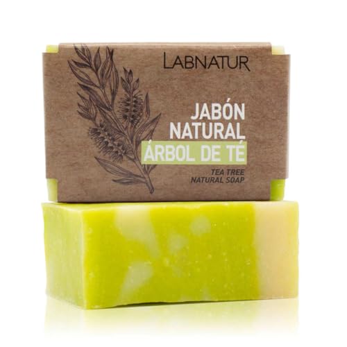 Labnatur Jabón Natural con Árbol de Té – Vegano y Artesanal con Aceites de Oliva y Coco – Limpia, Purifica y Equilibra la Piel – Calmante, Revitalizante y Reparador – Para Piel Grasa o Acneica – 100g