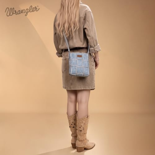 Image of Wrangler Woven Crossbody Bag for Women Vintage Floral Tooled Cross Body Purse