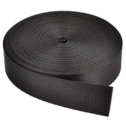 Packard Nylon Webbing Tape Packard Polypropylene Tape Canvas Webbing 1-inch Wide for Collars, Leashes, Diving Gear, Sports Gear, Bag Belt, Hiking, DIY Projects (1, Black)