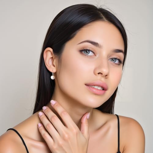 Women's Pearl Drop Earrings, 925 Sterling Silver Hypoallergenic Dangle Earrings for Wedding Party Daily Wear4