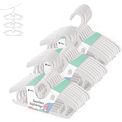 24 Stück Babykleiderbügel Platzsparend, Mitwachsende KinderKleiderbügel Verstellbare 27.5-37cm Cover