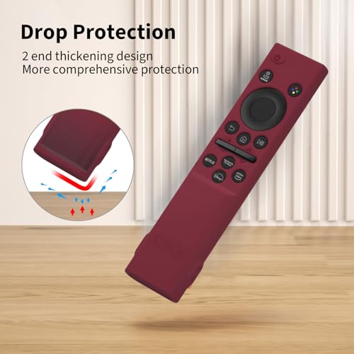 Image of Oboe Silicone Tv Remote Cover Compatible with Samsung Smart Tv Remote BN59-01311 Samsung QLED TV Remote Open Key Protective Case with Loop (I-Wine Red) [Remote NOT Included]