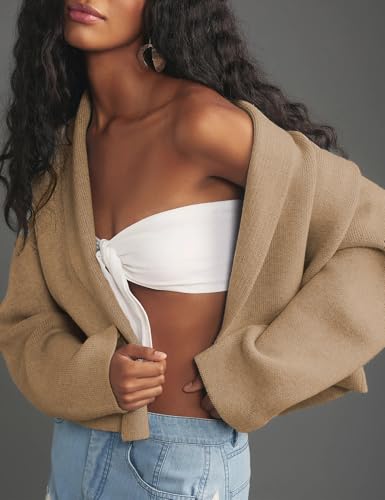 Womens Cropped Cardigan Sweaters Chunky Knit Shawl Collar Sweater Jacket Trendy Fall Winter Cardigans3