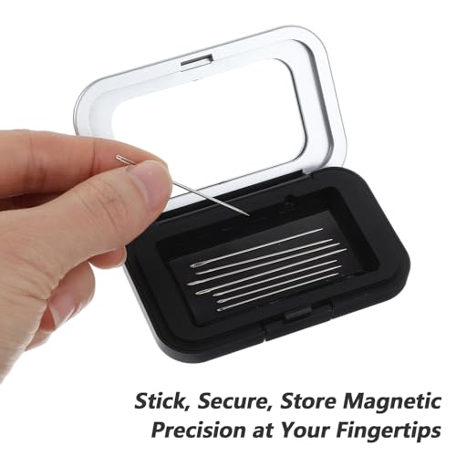 Magnetic Needle Holder Case with Clear Acrylic Lid, Strong Magnet for Sewing Pins Secure Storage Sewing Needle Organizer Box with Snap Closure Craft Supplies Storage Gift for Sewers - Thumbnail 3