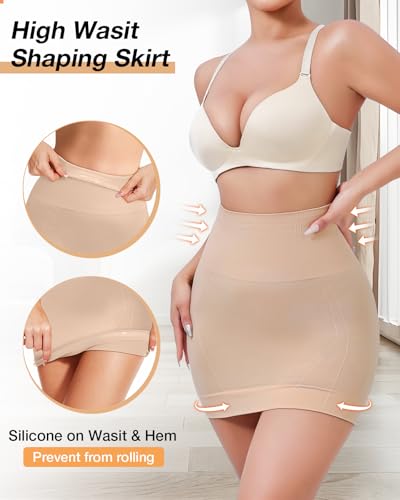 Image of Slip Dress for Women Seamless half slip with non slip strip Shapewear Dress Under Dress Tummy Control Slip Dress