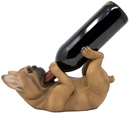 BullDog francés cachorro perro soporte para botella de vino con soporte de visualización decorativo soporte para canina encimera de la cocina