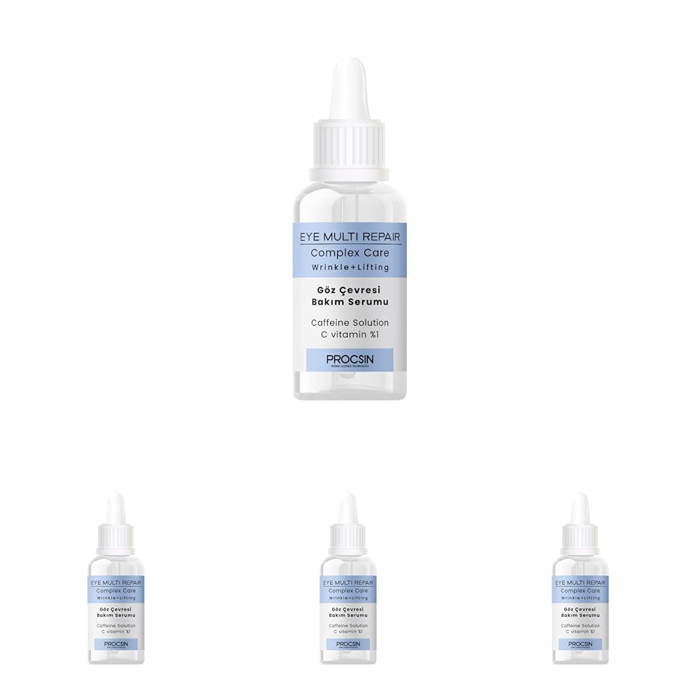 PROCSIN Göz Çevresi Bakım Serumu, Kırışıklık Karşıtı & Yoğun Nemlendirici, Morluk ve Şişlik Giderici, Aydınlatıcı & Onarıcı Bakım, 20 ML (4 paketi)