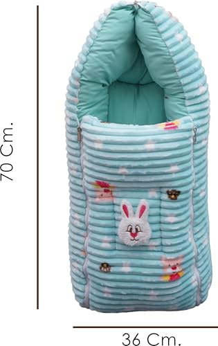 Image of VOIDROP Velvet Baby Sleeping Bag 3 in 1 for New Born Babies Baby Fur Material Portable Travelling Bed for Infants Premium QULAITY Baby Breastfeeding Bed Green