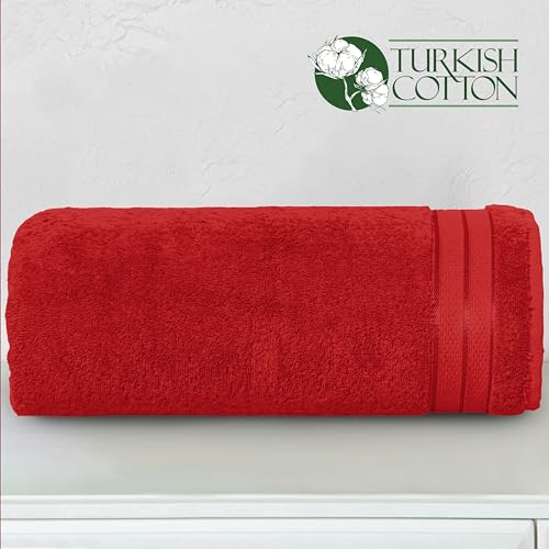 Image of Elegant Comfort Three Line Popcorn Extra Large Luxury Bath Towel - 40 inch x 80 inch inch, Premium Hotel Spa Quality 1 Piece Oversized Bath Sheet 100% Turkish Cotton Super Soft Highly Absorbent, Red