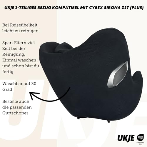 UKJE Schutzabdeckung kompatibel mit Cybex Sirona Z und Sirona T i-size - Autositzbezüge für Kinder - Autositzbezug für Kinder (Schwarz)