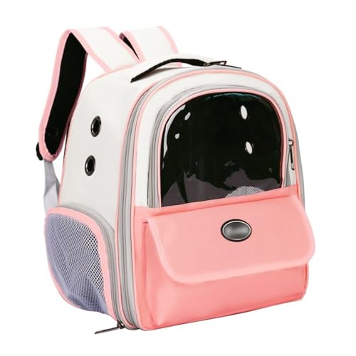 Dingtianlidi 猫リュックペットリュックサック外出リュックサック便利リュックサック通気性便利折りたたみ四季折々ペット用品犬、猫、ウサギに適しています (ピンク)