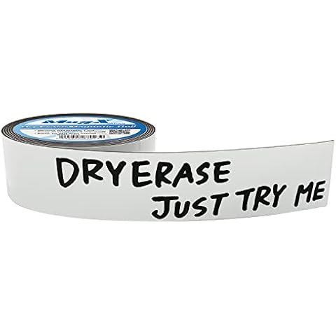 MagX Dry Erase Magnetic roll, Labels, Magnetic Roll, Magnetic Tape, Magnet Strip, Glossy White, 2.5cm×3m, Write On and Wipe Off, for Home, Office, School Cover