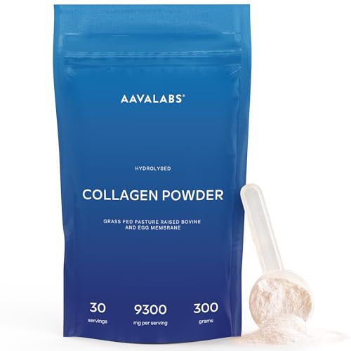 Colageno en Polvo - 300g - Colágeno Bovino Hidrolizado - Alimentado con Pasto con Membrana de Huevo y con Prebioticos - Collagen Peptides Powder - Péptidos de Colageno Hidrolizado - Sin Sabor