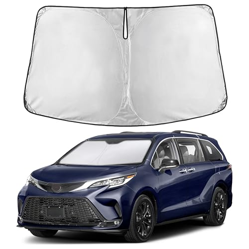 Image of Autovir Windshield Sun Shade Fit for 2021-2024 2025 2026 Toyota Sienna | Sunshade, Front Car Window Shades Sun Visor, Blocks UV Rays & Heat, Car Accessories