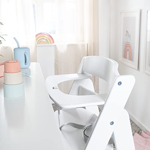 roba Babyhochstuhl Sit Up Flex - Mitwachsender Hochstuhl aus Holz - Verstellbarer Kinderhochstuhl mit Schrittgurt - ab 6 Monaten bis 70 kg - Weiß