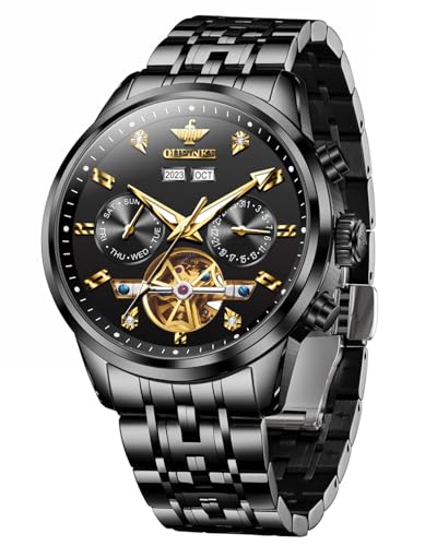 Image of OUPINKE Men Skeleton Watch Automatic Mechanical Luxury Dress Waterproof Sapphire Crystal Wrist Watches for Men