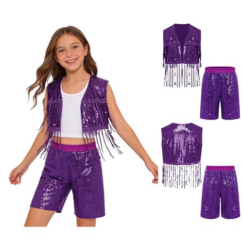 Franges ballet violet ensemble deux pièces de danse pour adolescentes - 5