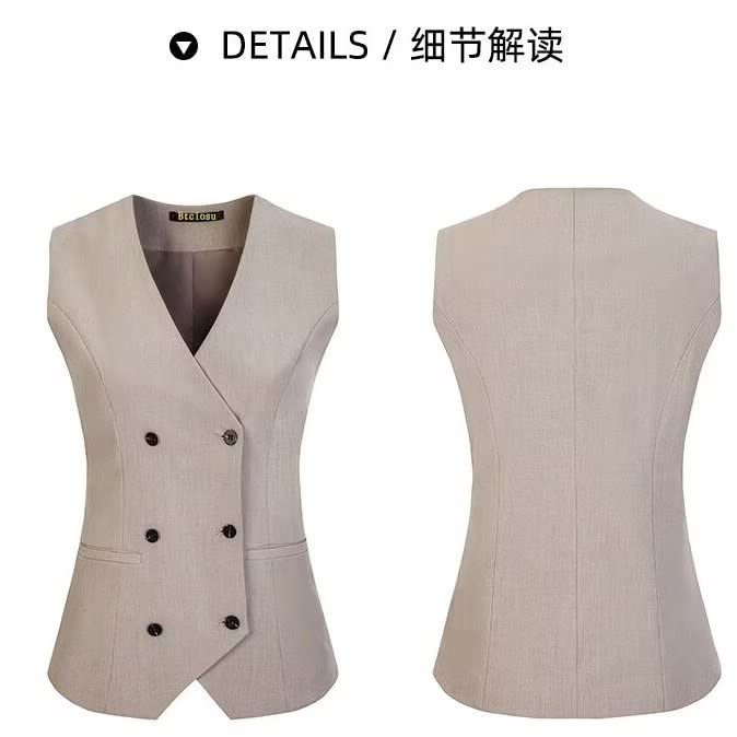 Womens Business Suits 3 Pieces Double Breasted Open Front Lady Suit Casual Office Blazer Pants Vest3