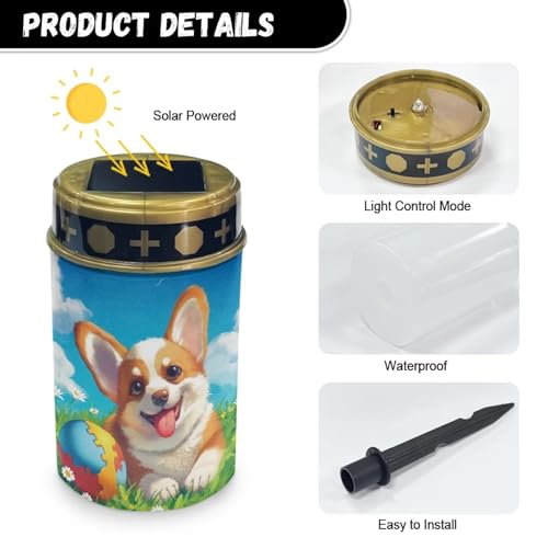 Image of Sweet Corgi Light for Prayer Cemetery Solar Lights for Grave Cemetery Decor Candle Lamp Waterproof Solar Power Light Eternal Lights for Graves Cemetery Memorial Gift 2 PCS
