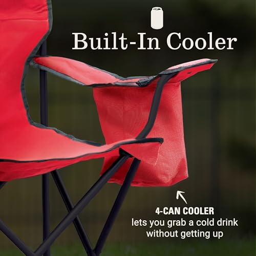 Image of Coleman Portable Camping Chair with 4-Can Cooler, Cushioned Seat & Back with Side Pockets & Cup Holder, Carry Bag Included, Great for Camping, Tailgating, Firepits, Patio, & More