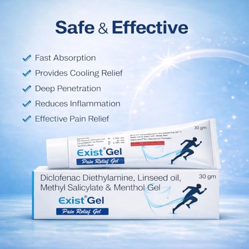 Image of Exist Pain Relief Gel - Fast & Powerful Relief for Back, Muscle, Joint & Knee Pain | Helps with Sports Injuries, Strains, Cramps & Gym Aches | 30g Each, Pack of 10 (300g Total)