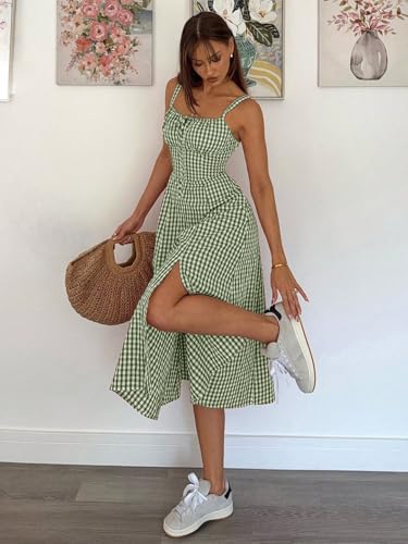 Image of Aahwan Women Fit and Flare Red Solid Lace Up Backless Ruched Boning Spaghetti Strap Slim Fit Long Cami Dress