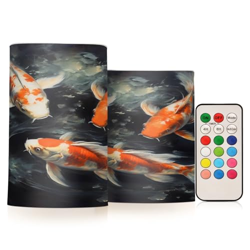 ALAZA Fish (9) Flickering Flameless Candles Battery Operated with Remote Timer,Tea Light Candles LED Pillar Votive Candles Set of 2 for Outdoor Indoor Decorations