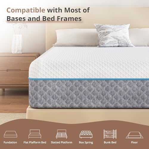 Image of MLILY 14 Inch California King Memory Foam Mattress, Fiberglass Free Mattress Bed in a Box, Gel Medium Firm Mattress, CertiPUR-US Certified, 72 inchx84 inchx14 inch, White | Fiberglass Free Mattress Bed in a Box, Gel Mattress, Medium Firm, Made in USA, CertiPUR-US Certified, 72 inchx84 inch